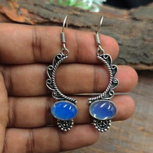 Opalite Opal Hook Earrings 925 Sterling Silver Plated, Handmade Earring