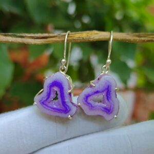 Druzy Gemstone Earrings 925 Sterling Silver Plated, Handmade Earring (Copy)